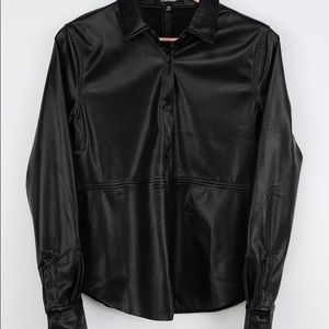 Faux leather shacket